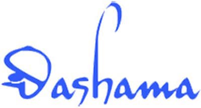 The word Dashama written in a stylized blue cursive font on a white background.