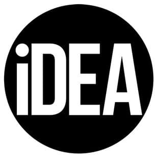 Black circle with the word iDEA in bold, white capital letters centered inside. The i is lowercase and the DEA is uppercase.