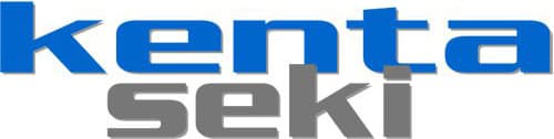 The image displays the text kenta in bold blue letters above the word seki in bold gray letters, both in a modern, sans-serif font.