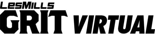 Black and white logo with the words “Les Mills GRIT Virtual” in bold, stylized text.