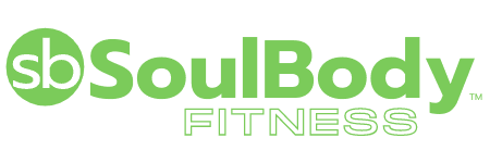 Logo for SoulBody Fitness. The text sb in a green circle is followed by SoulBody in bold green letters and FITNESS in smaller green letters underneath.