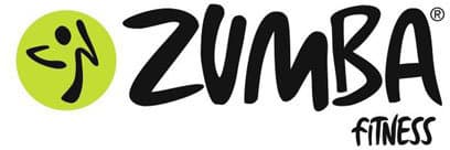 Zumba Fitness logo with a green circle featuring a dancing figure on the left and bold, stylized black text reading ZUMBA fitness on the right.