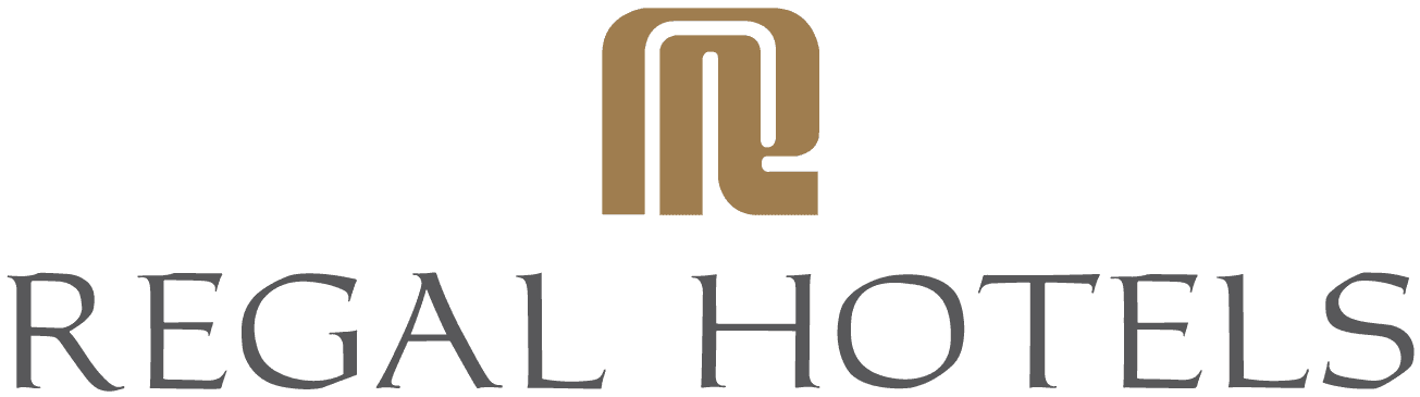 Regal Hotels logo with a gold monogram design above the words REGAL HOTELS in elegant black capital letters.